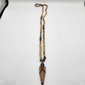Brown & Beige glass beaded necklace